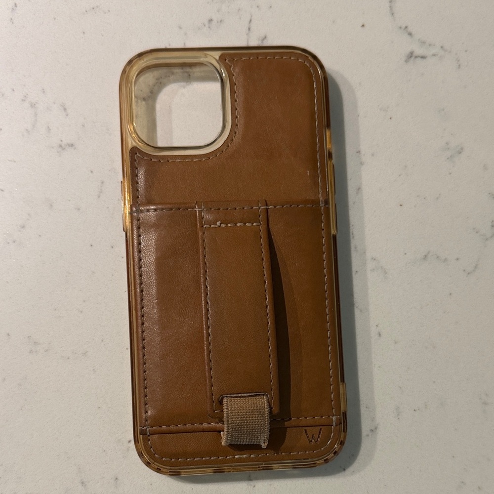 Walking iPhone 15 Camel by Our Faux Farmhouse Wallet Phone Case with Kickstand